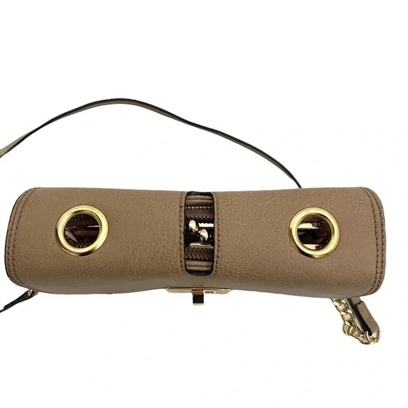 Purse Crossbody Bag Vegan Leather Multi Pockets Chain in Tan Nude - Picture 4 of 10